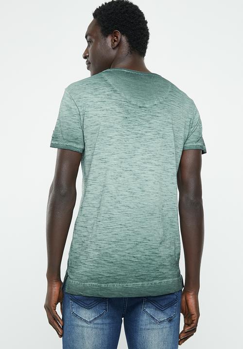 S.P.C.C - Dirty dye shadow stripe tee with applique - green