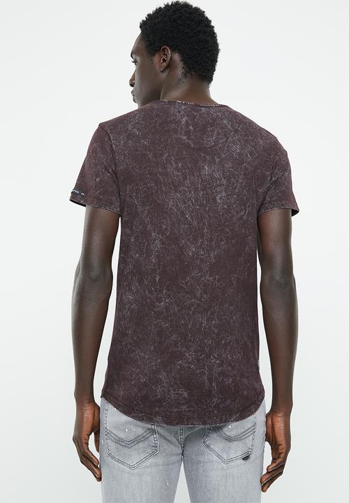 S.P.C.C - White wash circle logo tee - burgundy