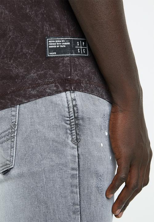 S.P.C.C - White wash circle logo tee - burgundy