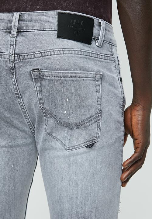 S.P.C.C - Trench paint splattered jeans - grey
