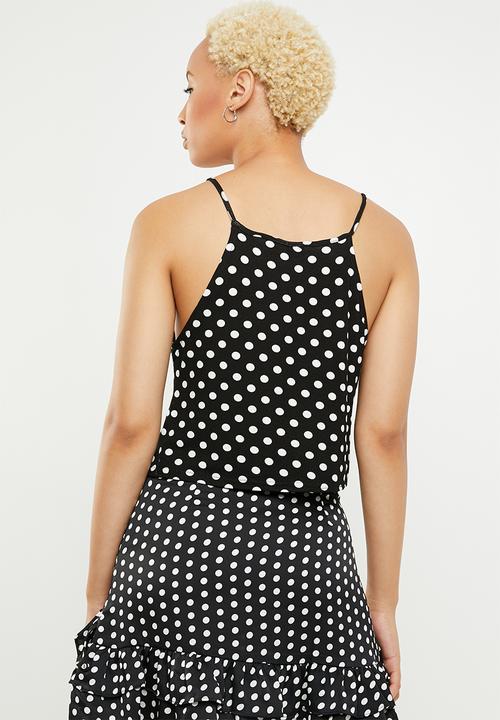 c(inch) - High neck crop top - black & white 