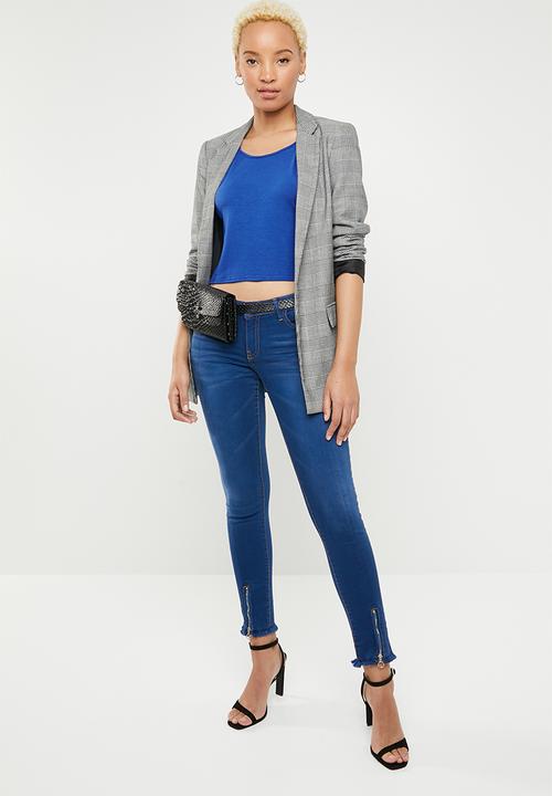c(inch) - High neck crop top - blue