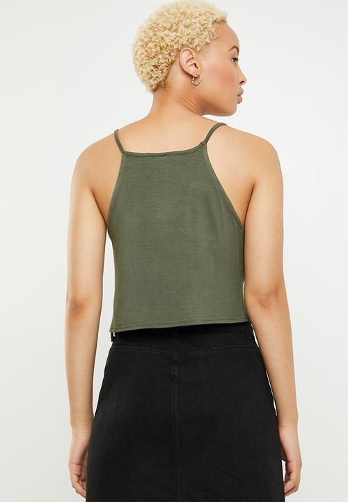 c(inch) - High neck crop top - khaki