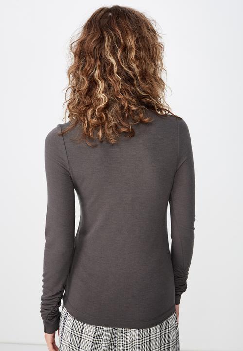 Cotton On - Coco longe sleeve high neck top - grey 