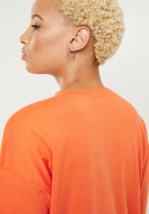 Missguided - Oversized long sleeve zip T-shirt dress - orange