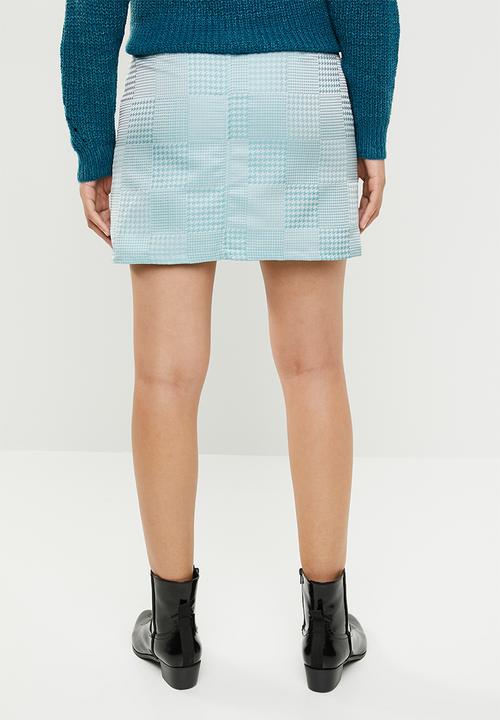 Missguided - Checked dogtooth print mini skirt - blue