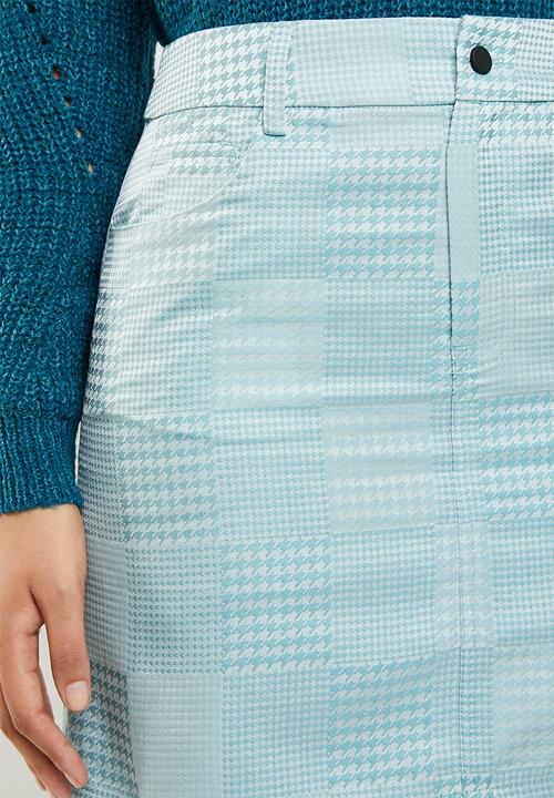 Missguided - Checked dogtooth print mini skirt - blue