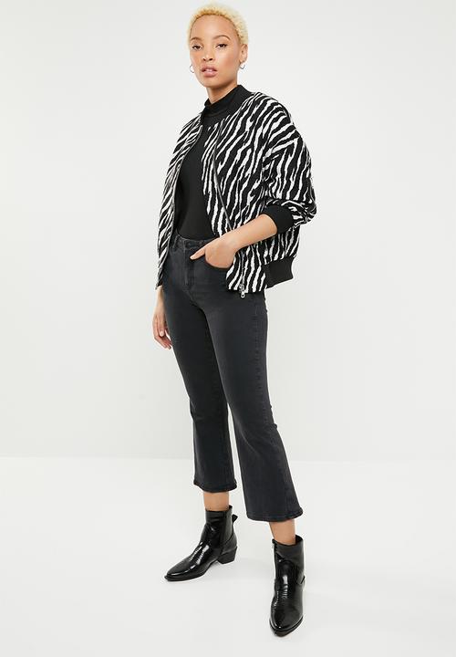 Missguided - Zebra bomber jacket - black & white