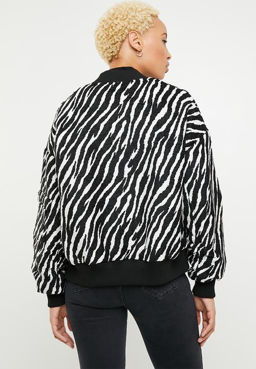 Missguided - Zebra bomber jacket - black & white
