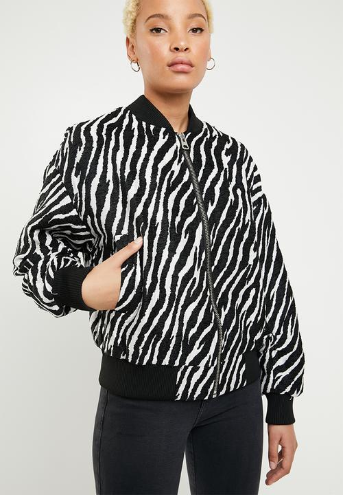 Missguided - Zebra bomber jacket - black & white