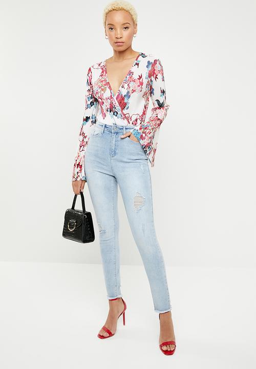 Missguided - Plisse long sleeve bodysuit - multi
