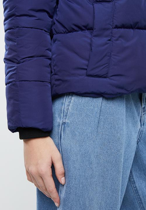 ONLY - Mari cowl neck puffa jacket - blue