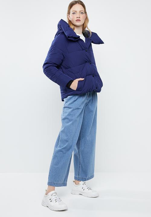 ONLY - Mari cowl neck puffa jacket - blue