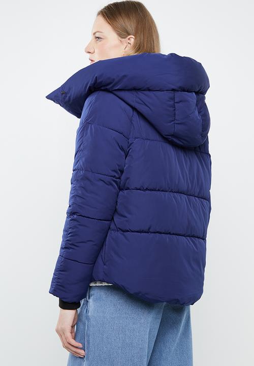 ONLY - Mari cowl neck puffa jacket - blue
