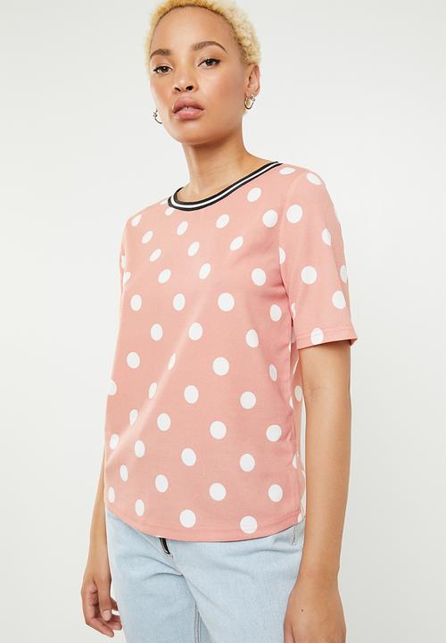 c(inch) - Contrast trim T-shirt - pink