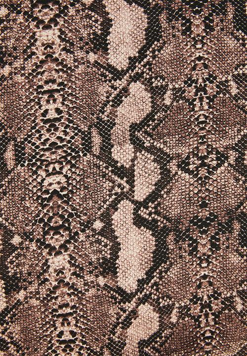 Missguided - Tie waist long sleeve shirt dress snake - brown