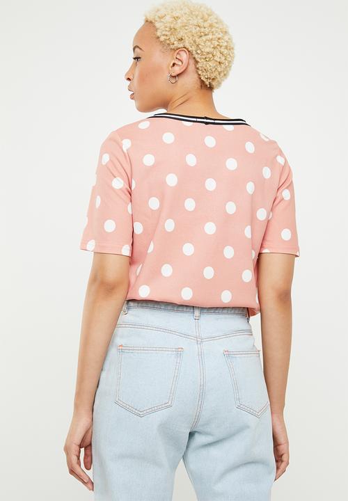 c(inch) - Contrast trim T-shirt - pink