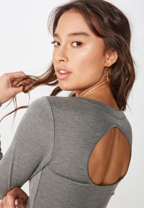 Cotton On - Lauren scoop cut out long sleeve top - grey 
