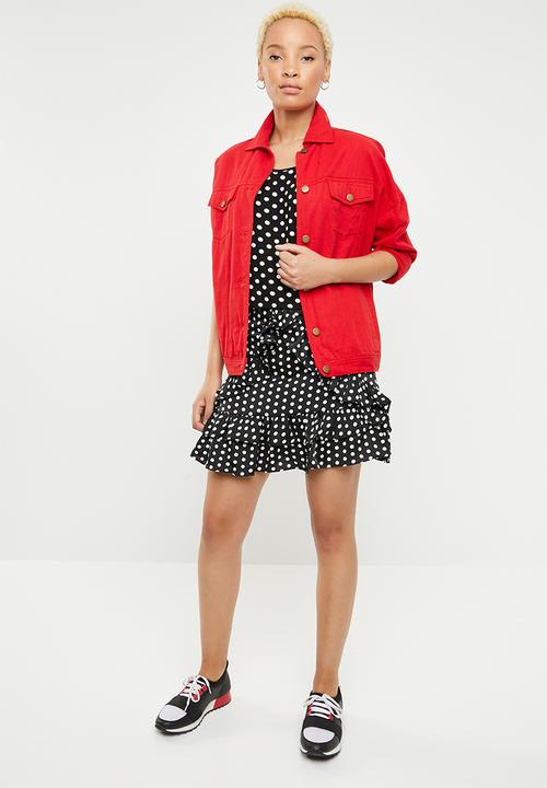 Missguided - Polka dot frill skirt - black