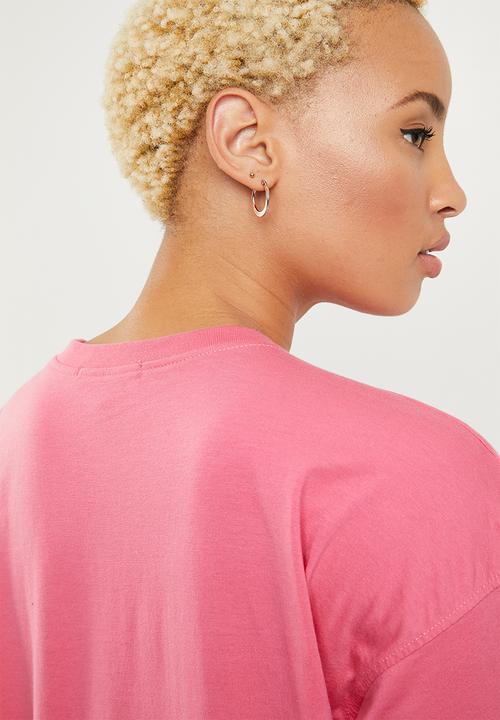Missguided - Oversized long sleeve zip T-shirt dress - pink