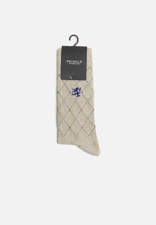 Pringle of Scotland - Harvey raker socks - beige & navy