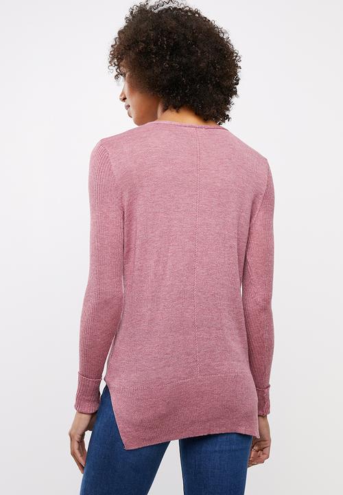 edit - Lightweight v-neck jersey - pink 