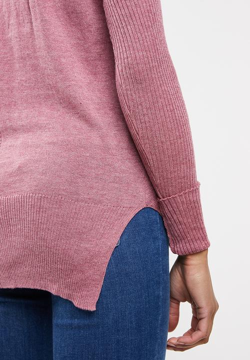 edit - Lightweight v-neck jersey - pink 
