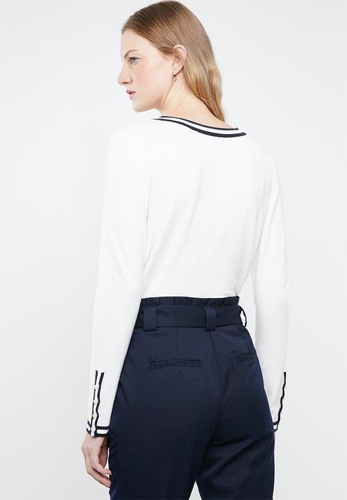 Vero Moda - Lynn glory v-neck knit top - cream