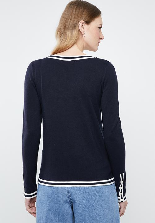 Vero Moda - Lynn glory v-neck knit top - navy