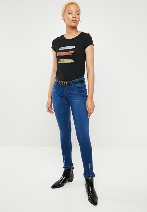SOVIET - Ladies skinny jean with zip detail - blue