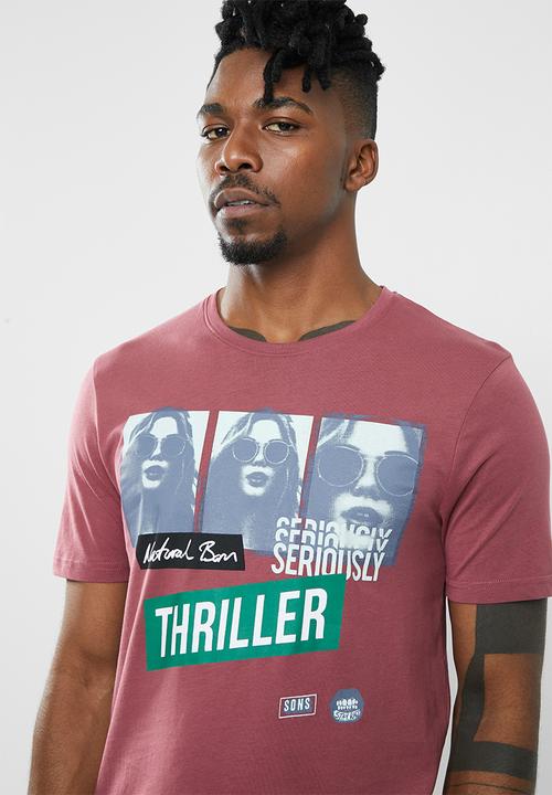 Only & Sons - Gabriel short sleeve tee - burgundy