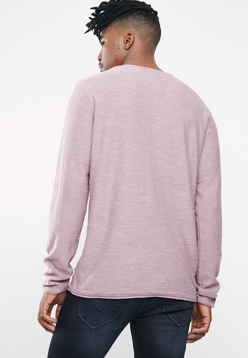 Jack & Jones - Slub knit crew neck sweatshirt - purple