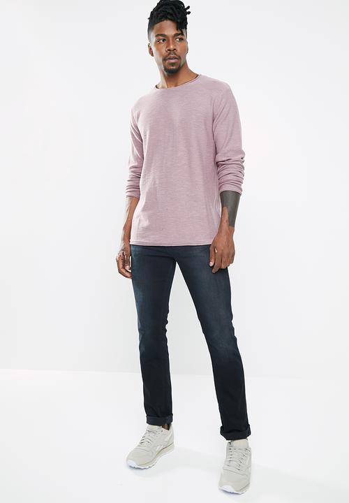 Jack & Jones - Slub knit crew neck sweatshirt - purple