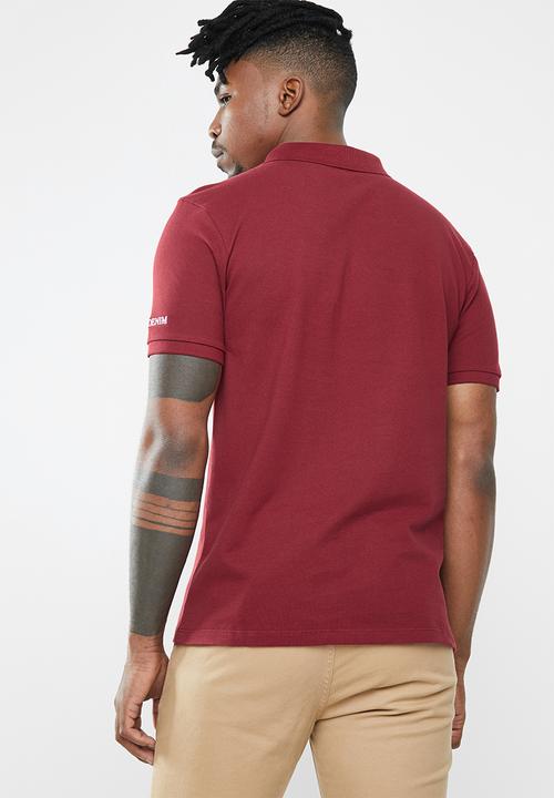 GUESS - Short sleeve guess classic polo - burgundy
