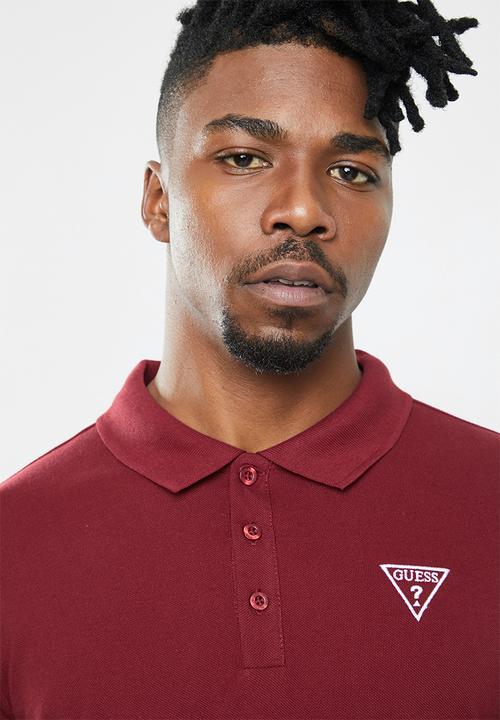 GUESS - Short sleeve guess classic polo - burgundy
