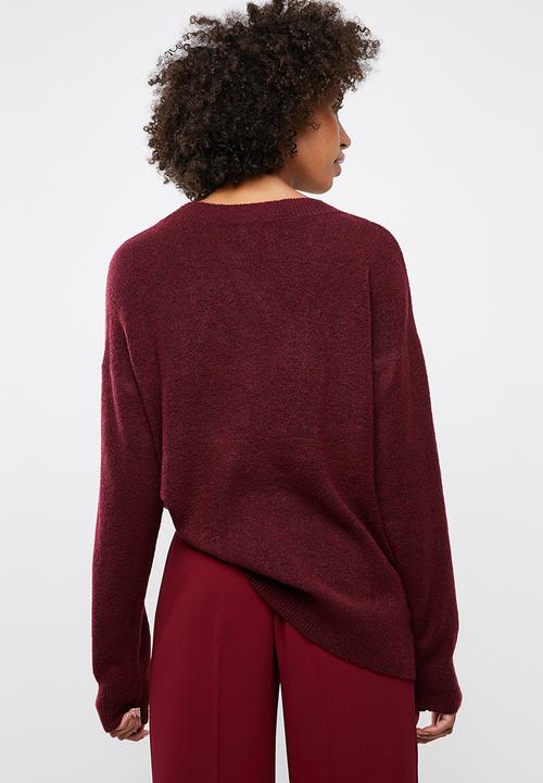 edit - Boxy wide hemline sweater - red