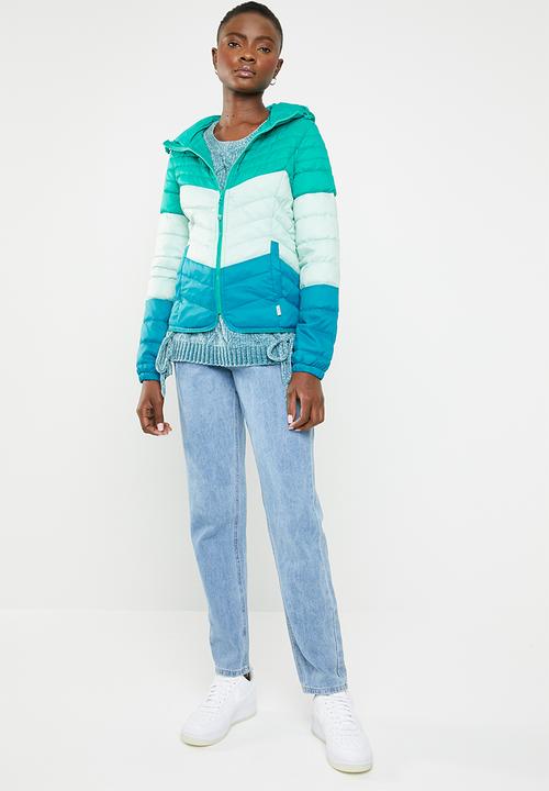 ONLY - Demi blocked hooded jacket - green & blue