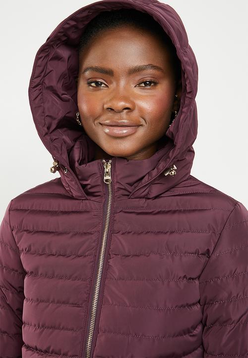 Tokyo Laundry - Ginger hooded puffer jacket - burgundy
