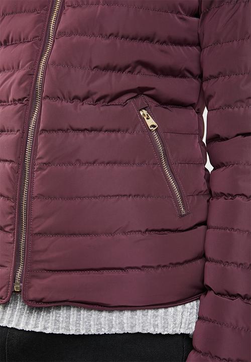 Tokyo Laundry - Ginger hooded puffer jacket - burgundy