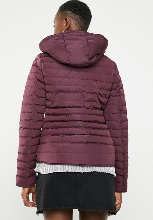 Tokyo Laundry - Ginger hooded puffer jacket - burgundy