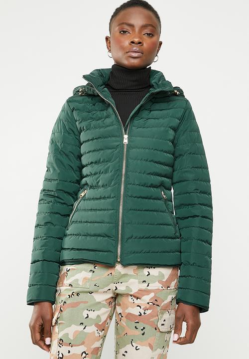 green puffer jacket with hood