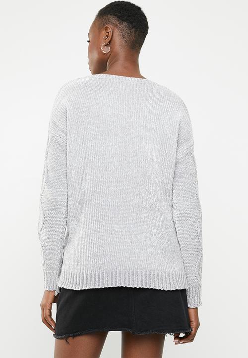 Tokyo Laundry - Caphis cable knit chenille jersey - grey