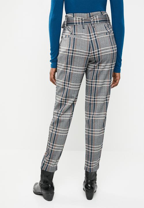 ONLY - Nina check margo pants - grey