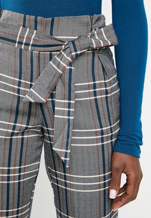 ONLY - Nina check margo pants - grey