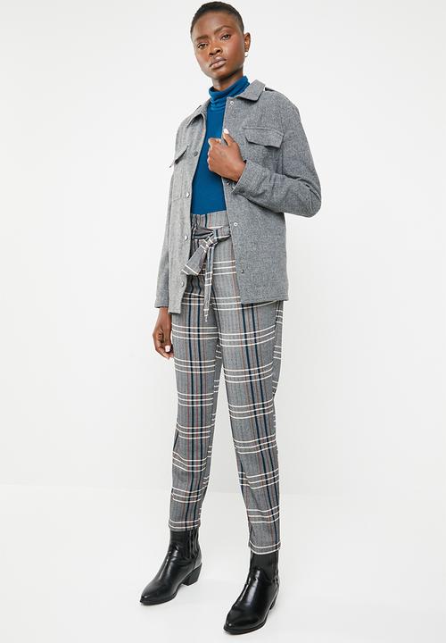 ONLY - Nina check margo pants - grey