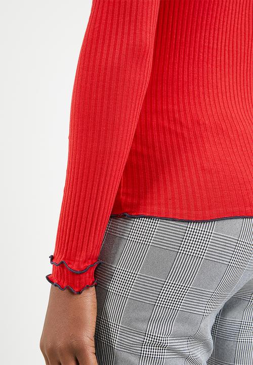 ONLY - Ida long sleeve turtleneck top - red