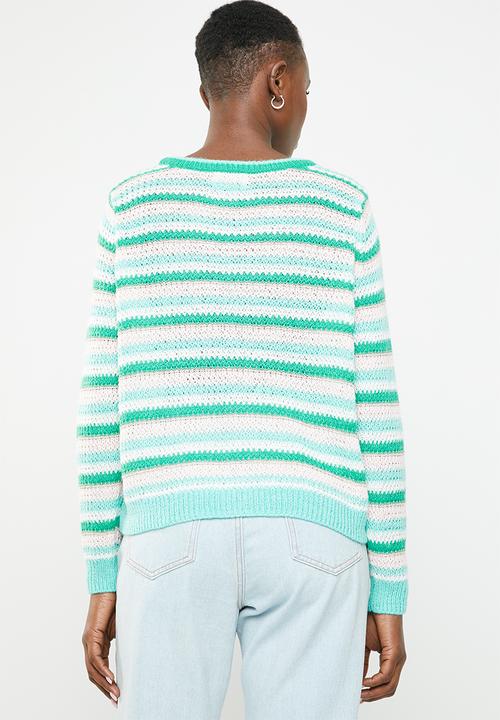 ONLY - Kelly long sleeve stripe pullover - green