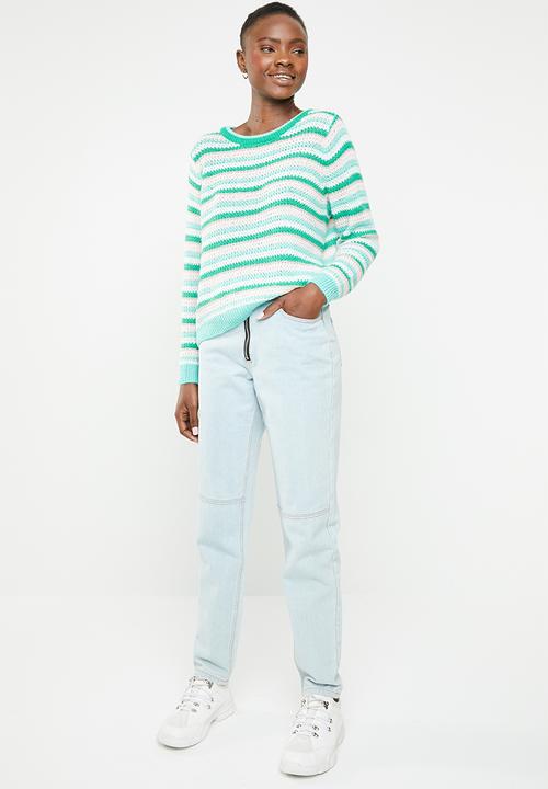 ONLY - Kelly long sleeve stripe pullover - green