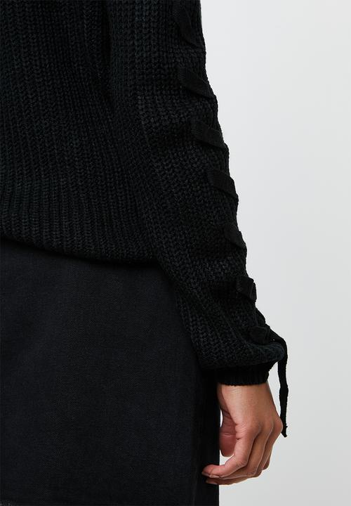 Tokyo Laundry - Jade lace up detail jersey - black