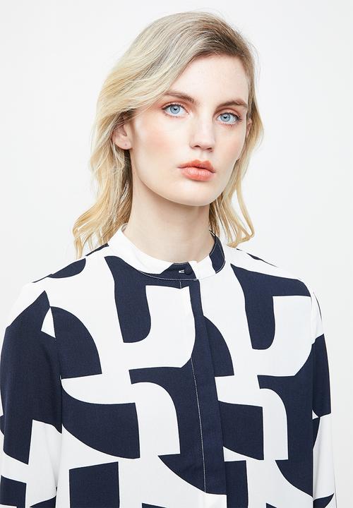 Vero Moda - Boldonia long sleeve long shirt - white & navy